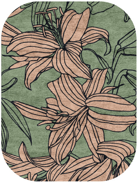 Hippeastrum Field of Flowers Oblong Hand Knotted Bamboo Silk Custom Rug by Rug Artisan