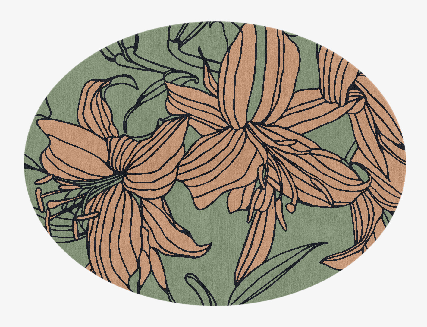 Hippeastrum Field of Flowers Oval Hand Knotted Tibetan Wool Custom Rug by Rug Artisan