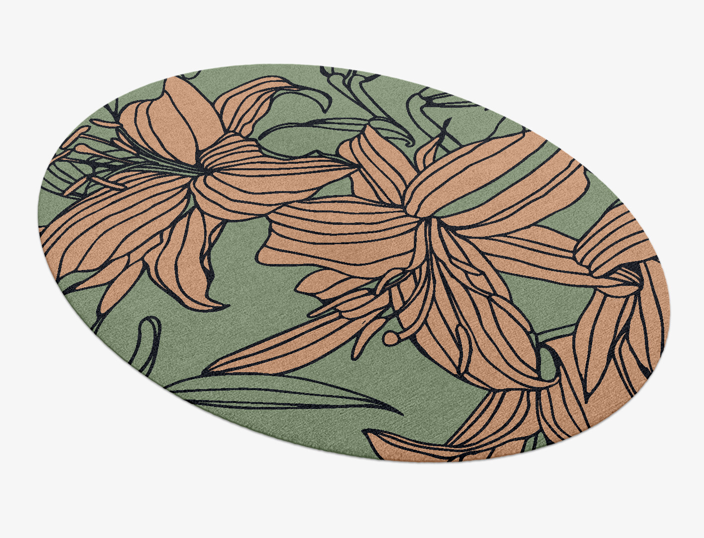 Hippeastrum Field of Flowers Oval Hand Knotted Tibetan Wool Custom Rug by Rug Artisan