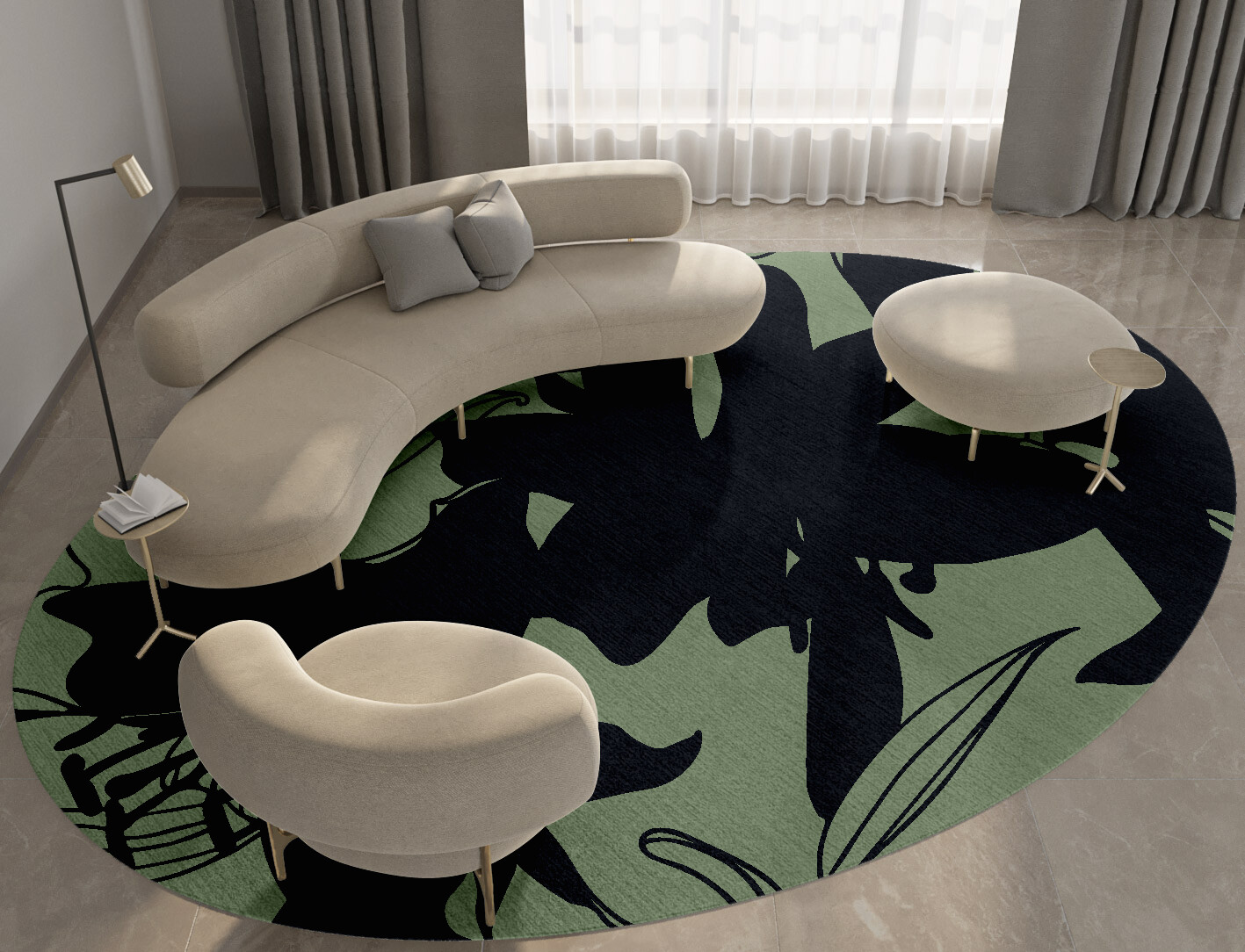 Hippeastrum Field of Flowers Oval Hand Knotted Tibetan Wool Custom Rug by Rug Artisan