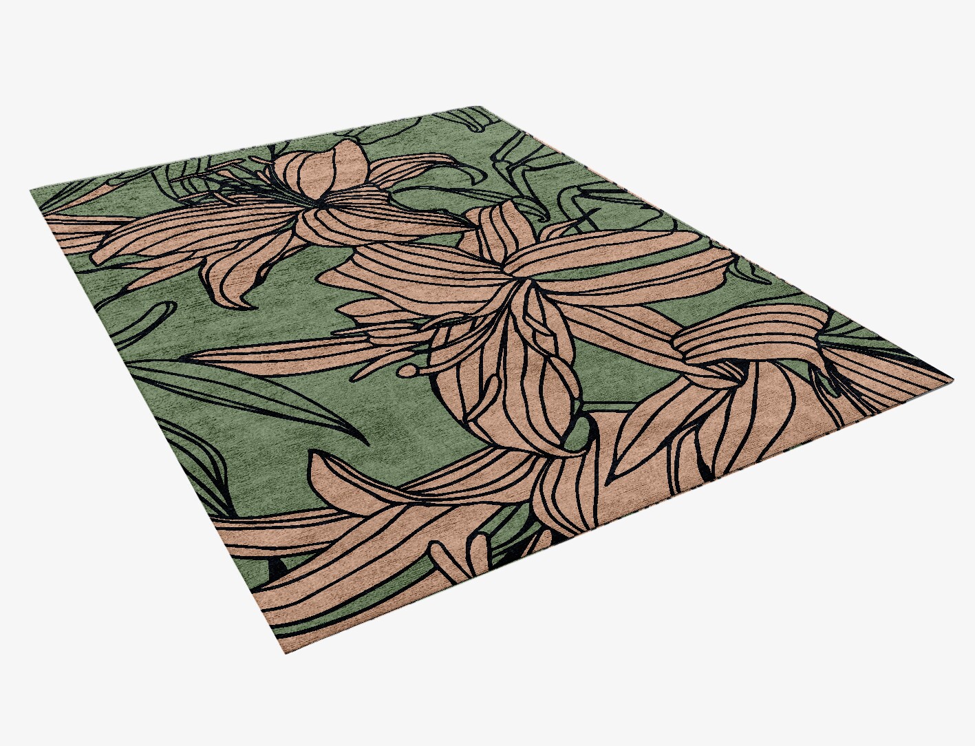 Hippeastrum Field of Flowers Rectangle Hand Knotted Bamboo Silk Custom Rug by Rug Artisan