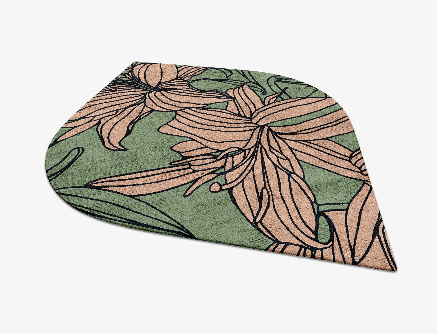 Hippeastrum Field of Flowers Ogee Hand Tufted Bamboo Silk Custom Rug by Rug Artisan