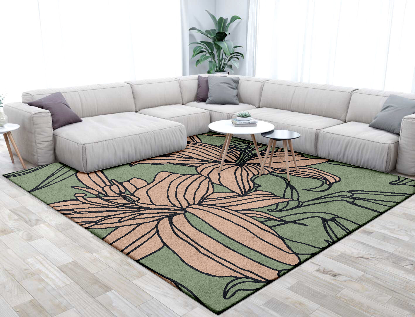 Hippeastrum Field of Flowers Square Hand Tufted Pure Wool Custom Rug by Rug Artisan