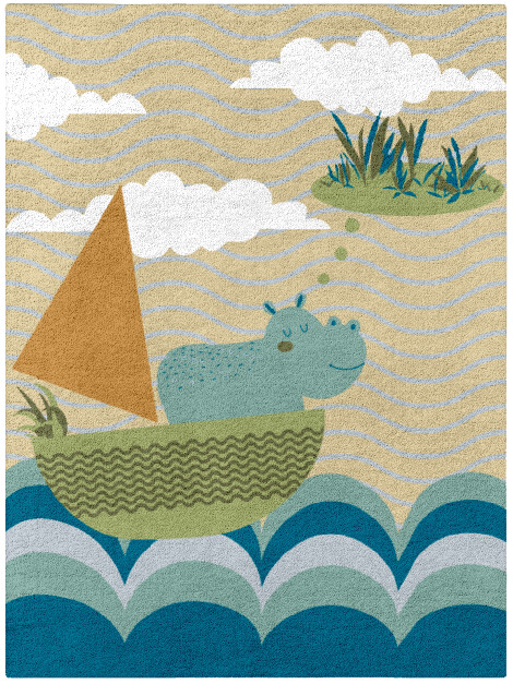 Hippo Curious Mind Rectangle Hand Tufted Pure Wool Custom Rug by Rug Artisan