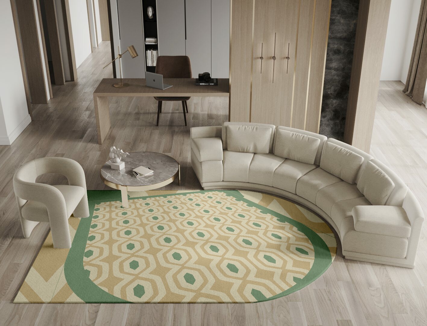 Hive Geometric Arch Hand Knotted Tibetan Wool Custom Rug by Rug Artisan
