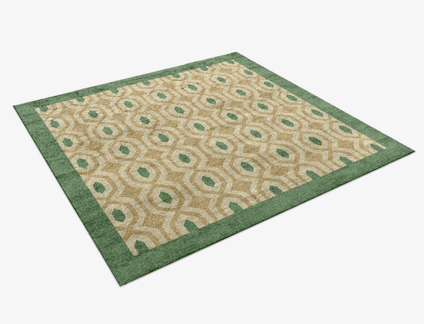 Hive Geometric Square Hand Knotted Bamboo Silk Custom Rug by Rug Artisan