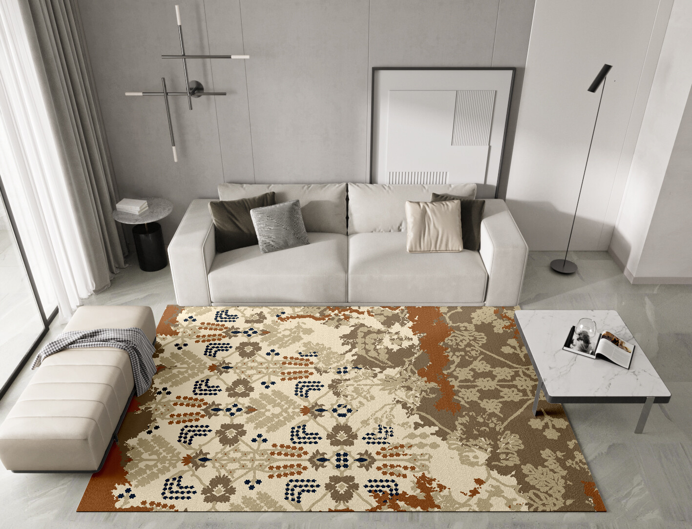 Homa Persian Bagh Rectangle Hand Tufted Pure Wool Custom Rug by Rug Artisan