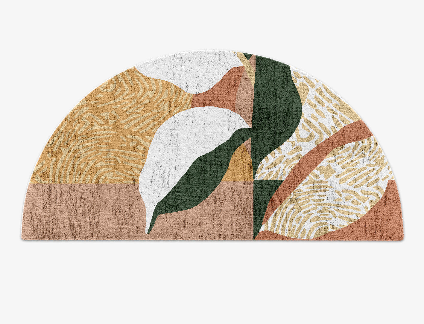 Hosta Field of Flowers Halfmoon Hand Knotted Bamboo Silk Custom Rug by Rug Artisan