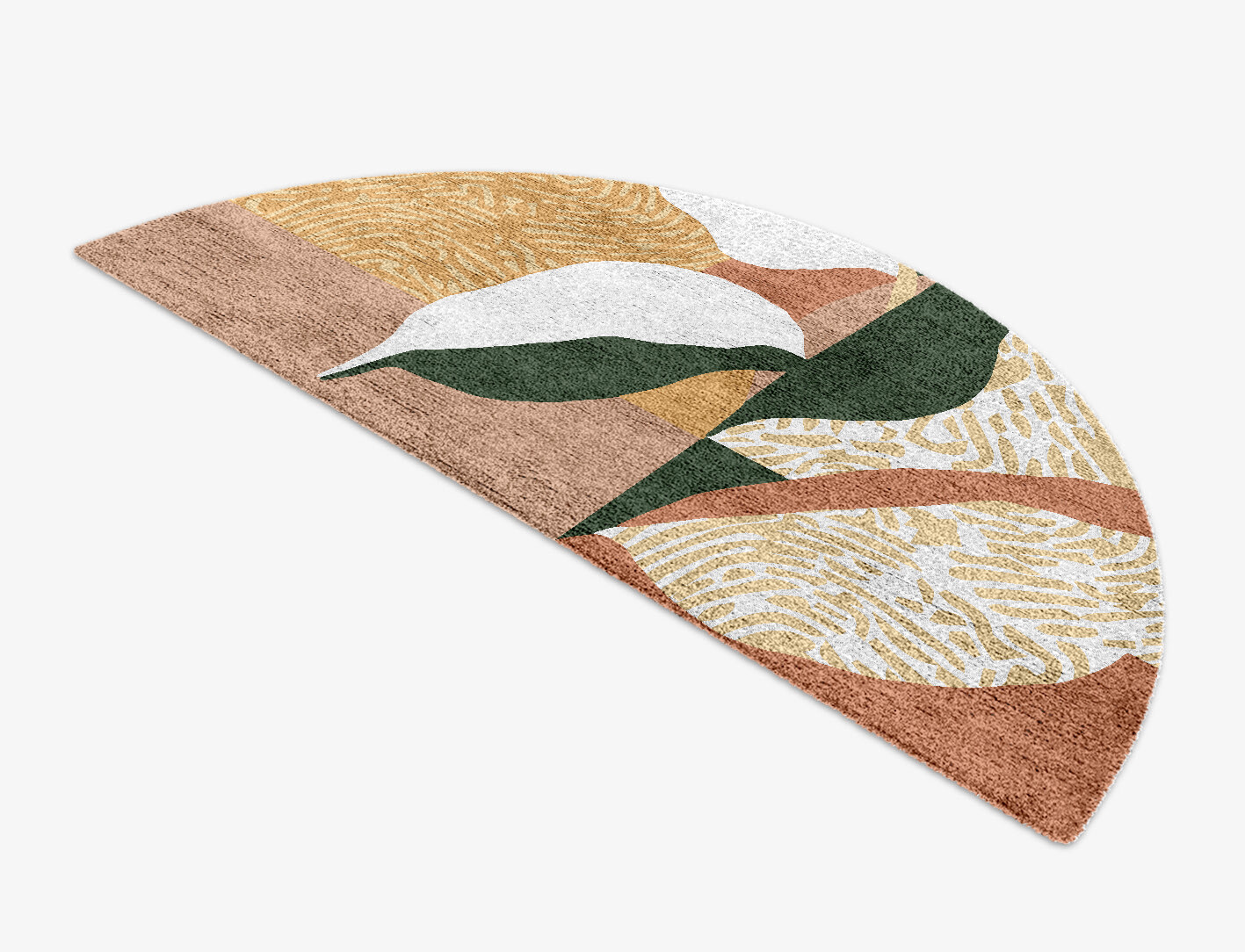 Hosta Field of Flowers Halfmoon Hand Knotted Bamboo Silk Custom Rug by Rug Artisan