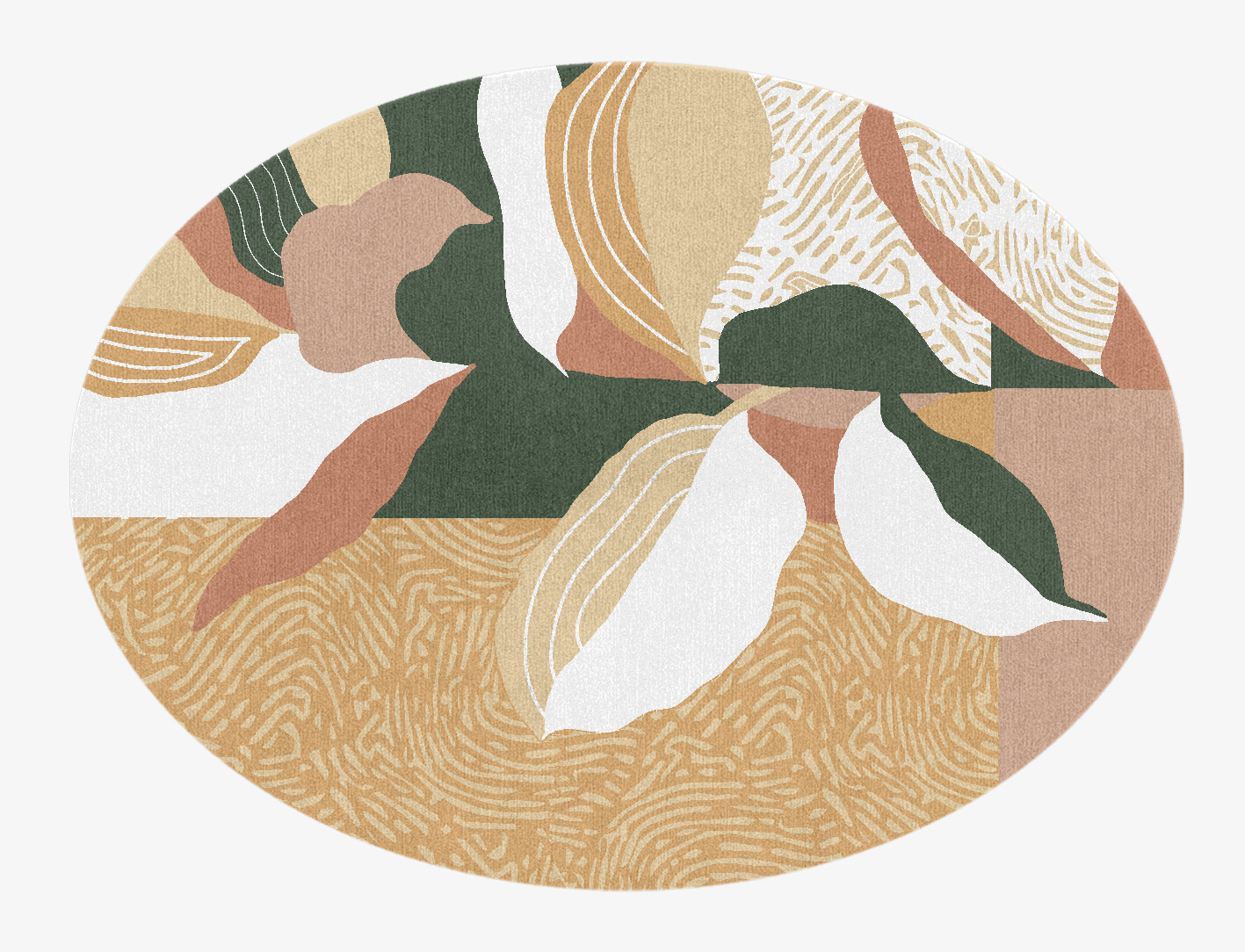 Hosta Field of Flowers Oval Hand Knotted Tibetan Wool Custom Rug by Rug Artisan
