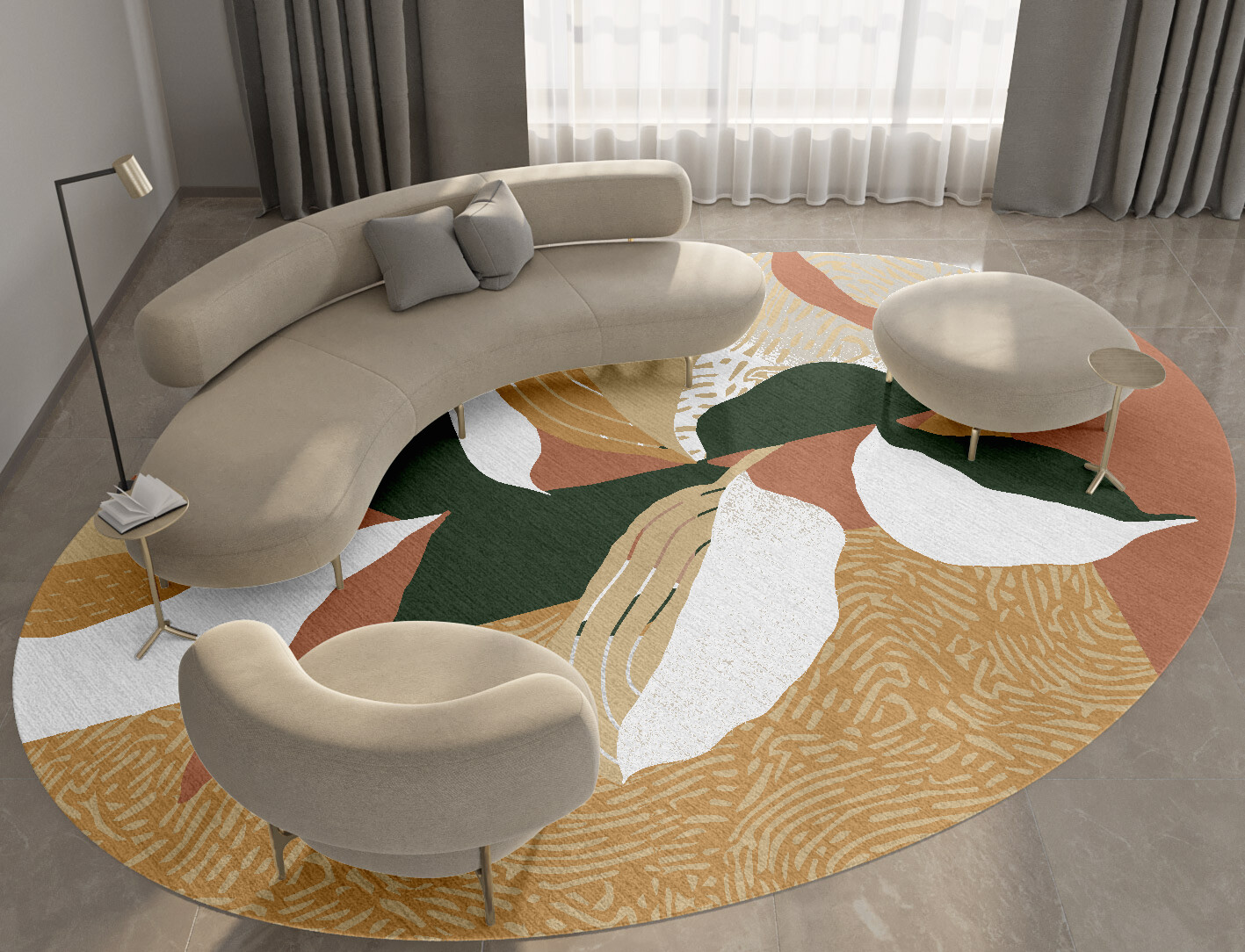 Hosta Field of Flowers Oval Hand Knotted Tibetan Wool Custom Rug by Rug Artisan