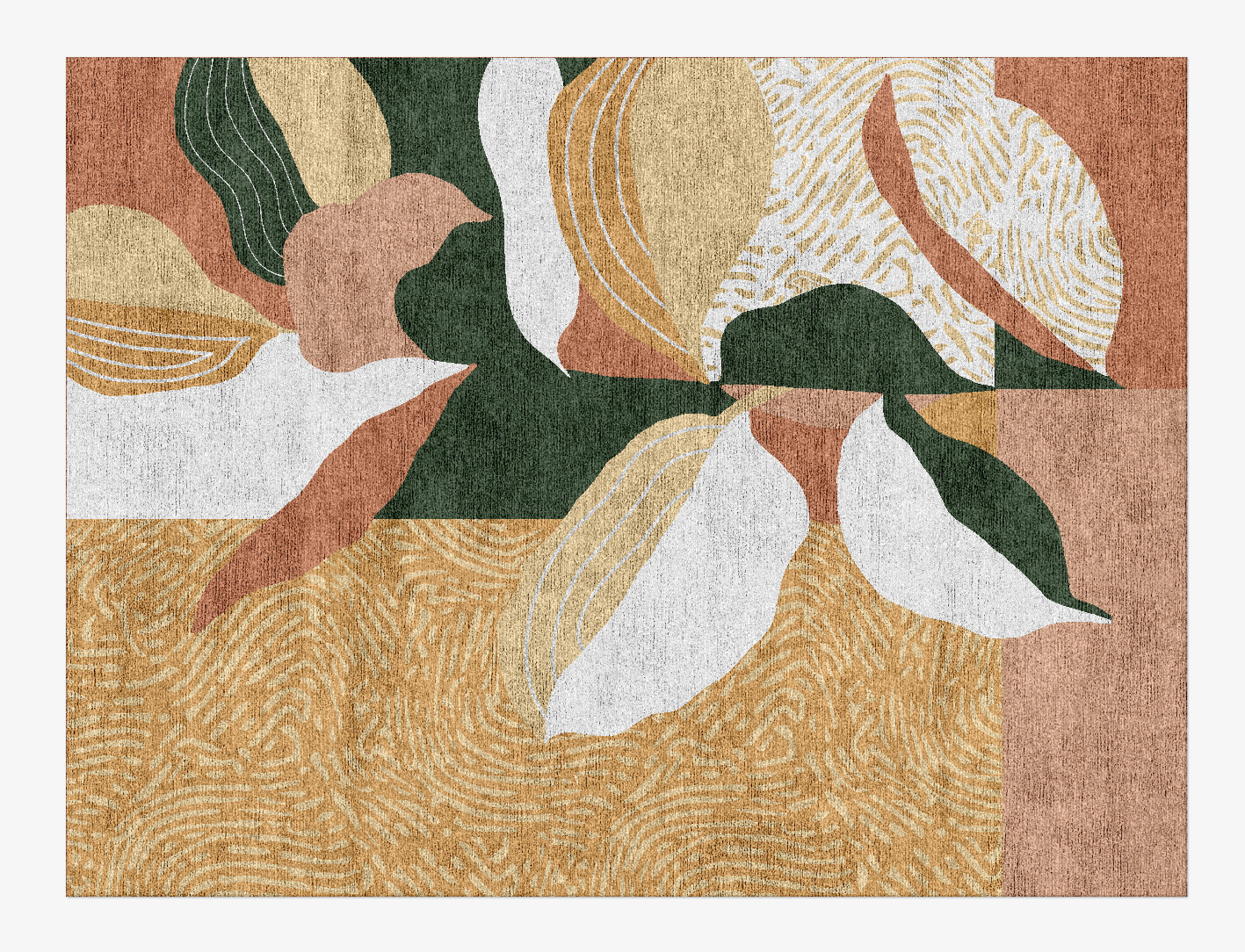 Hosta Field of Flowers Rectangle Hand Knotted Bamboo Silk Custom Rug by Rug Artisan