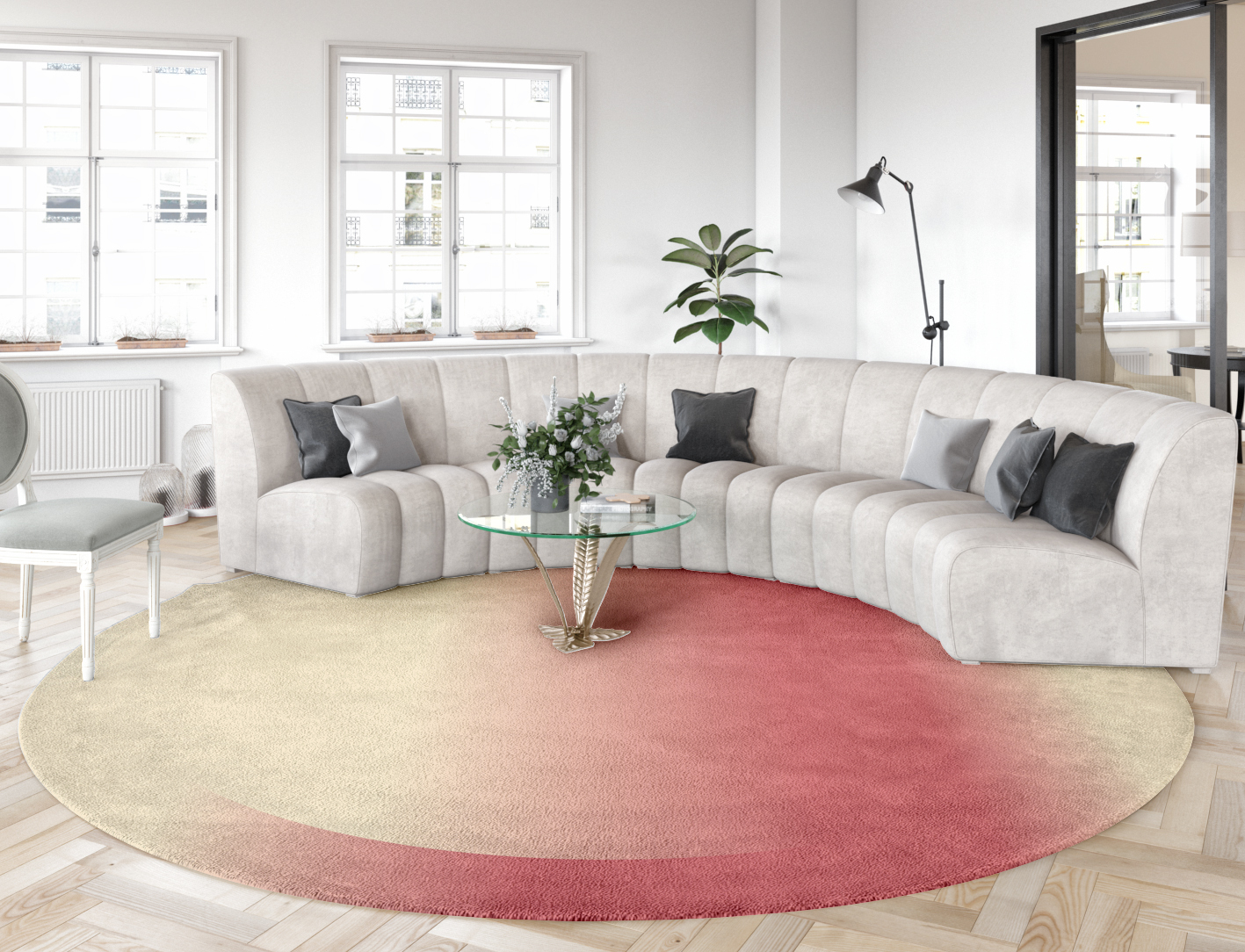Hue Ombre Round Hand Tufted Pure Wool Custom Rug by Rug Artisan