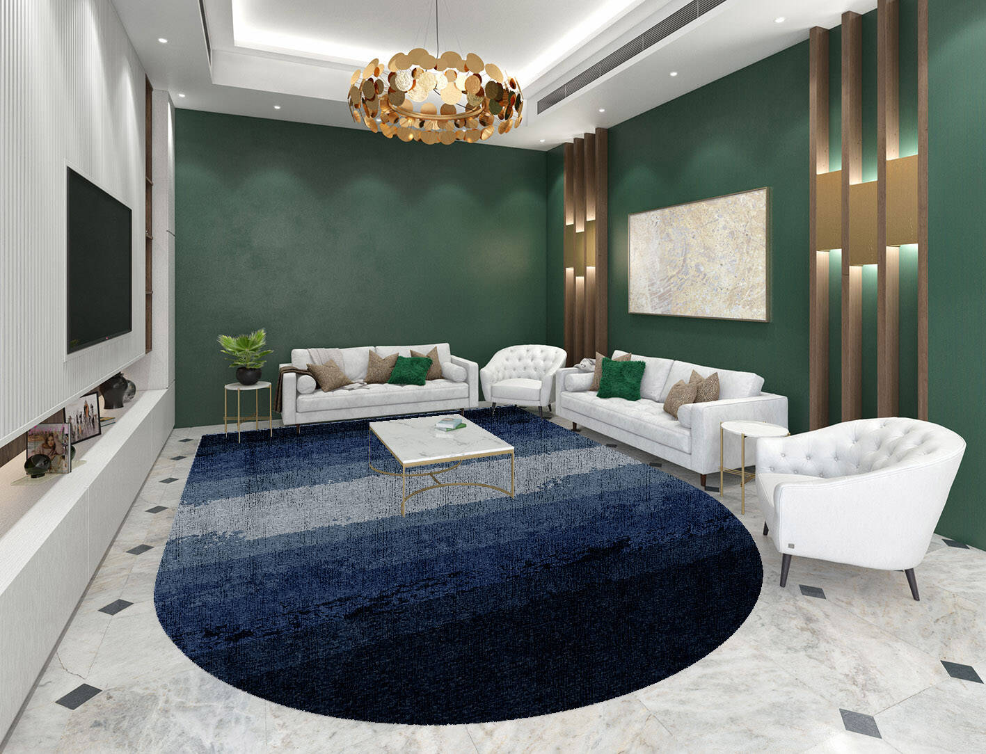 Hunter Gradation Arch Hand Knotted Bamboo Silk Custom Rug by Rug Artisan