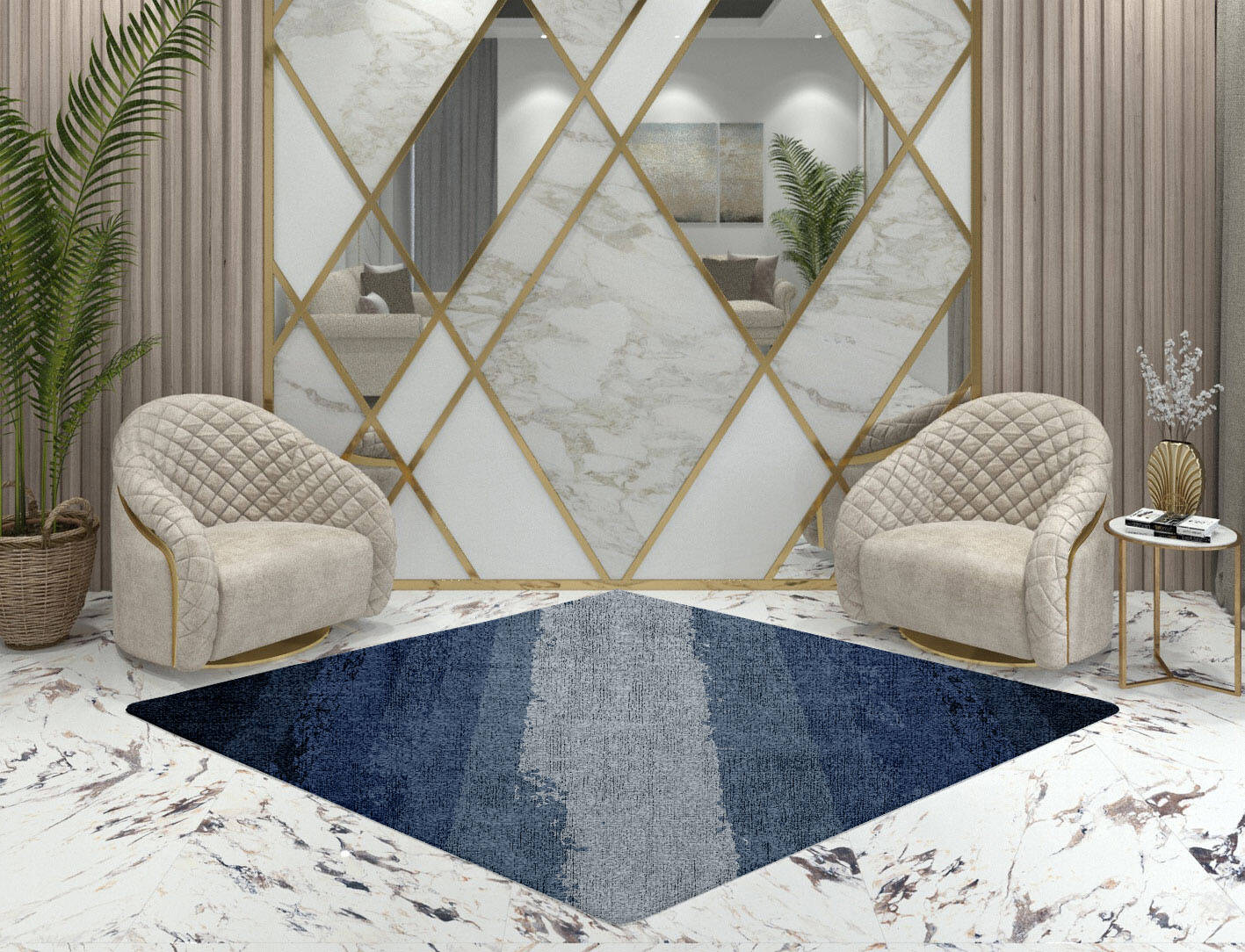 Hunter Gradation Diamond Hand Knotted Bamboo Silk Custom Rug by Rug Artisan