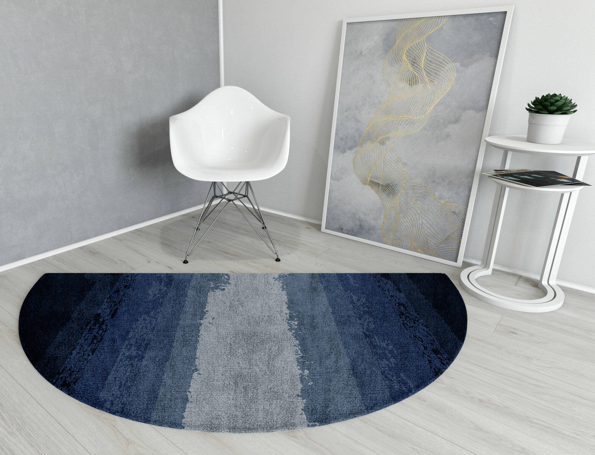 Hunter Gradation Halfmoon Hand Knotted Bamboo Silk Custom Rug by Rug Artisan
