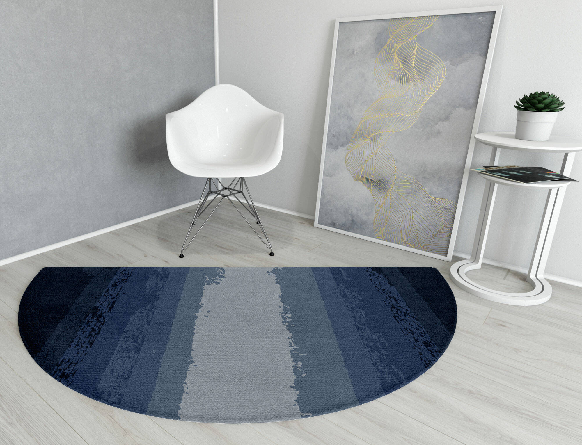 Hunter Gradation Halfmoon Hand Knotted Tibetan Wool Custom Rug by Rug Artisan