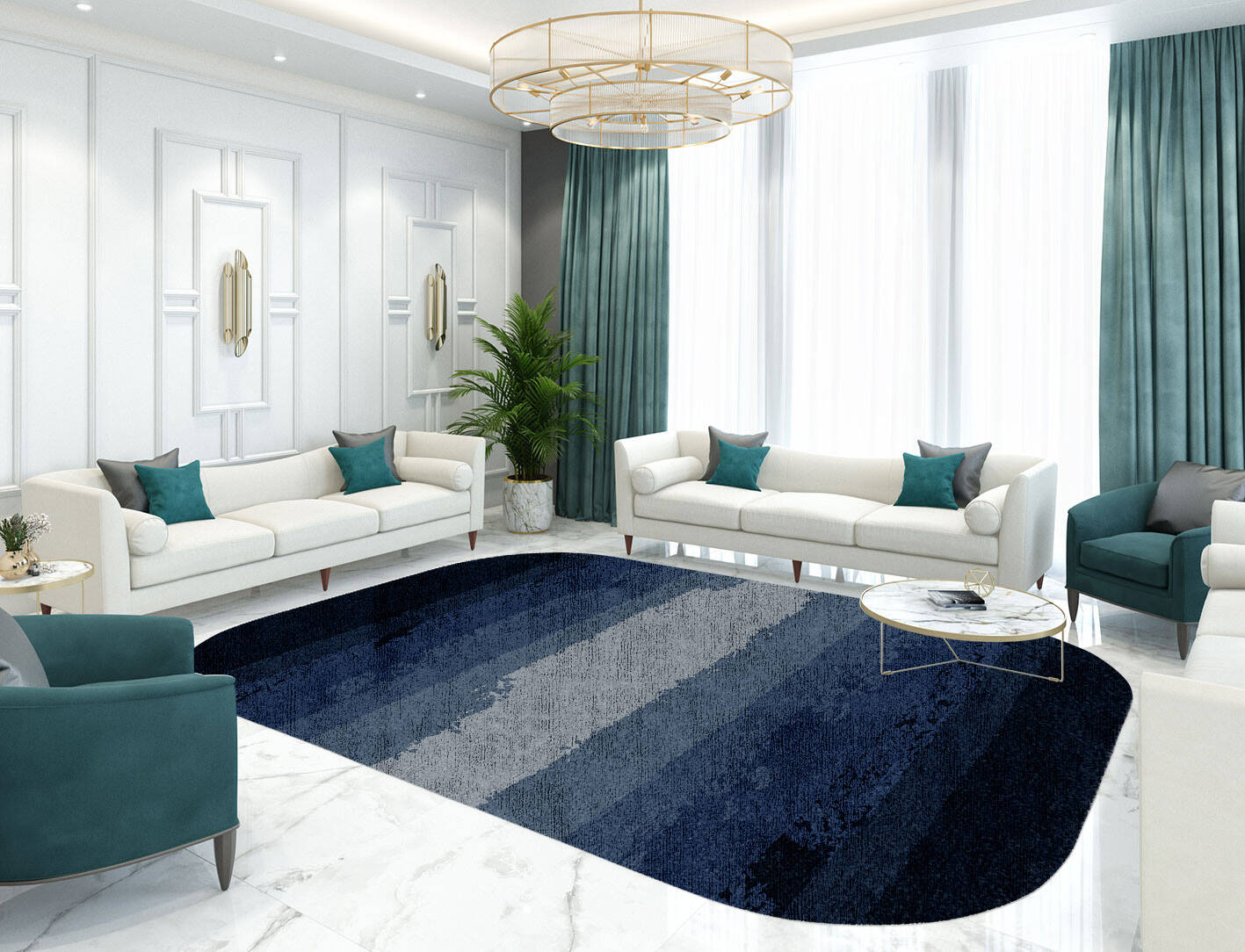 Hunter Gradation Oblong Hand Knotted Bamboo Silk Custom Rug by Rug Artisan