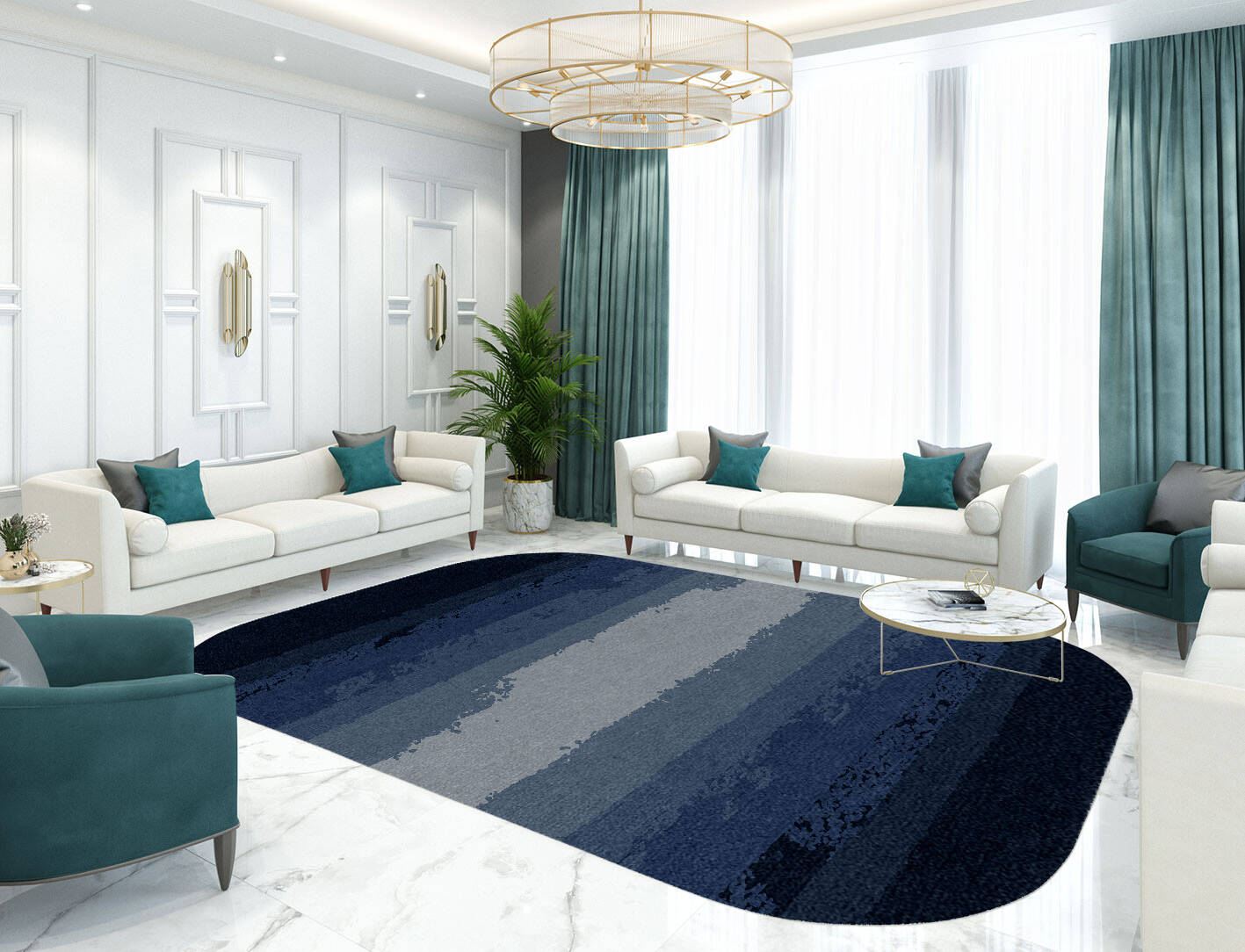 Hunter Gradation Oblong Hand Knotted Tibetan Wool Custom Rug by Rug Artisan