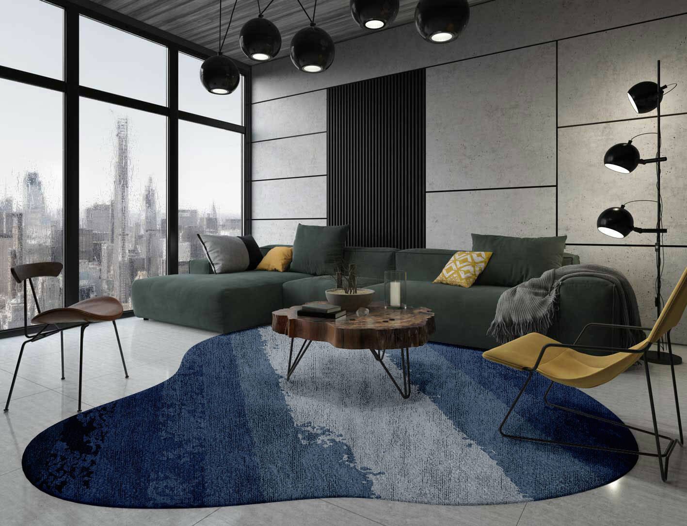 Hunter Gradation Splash Hand Knotted Bamboo Silk Custom Rug by Rug Artisan