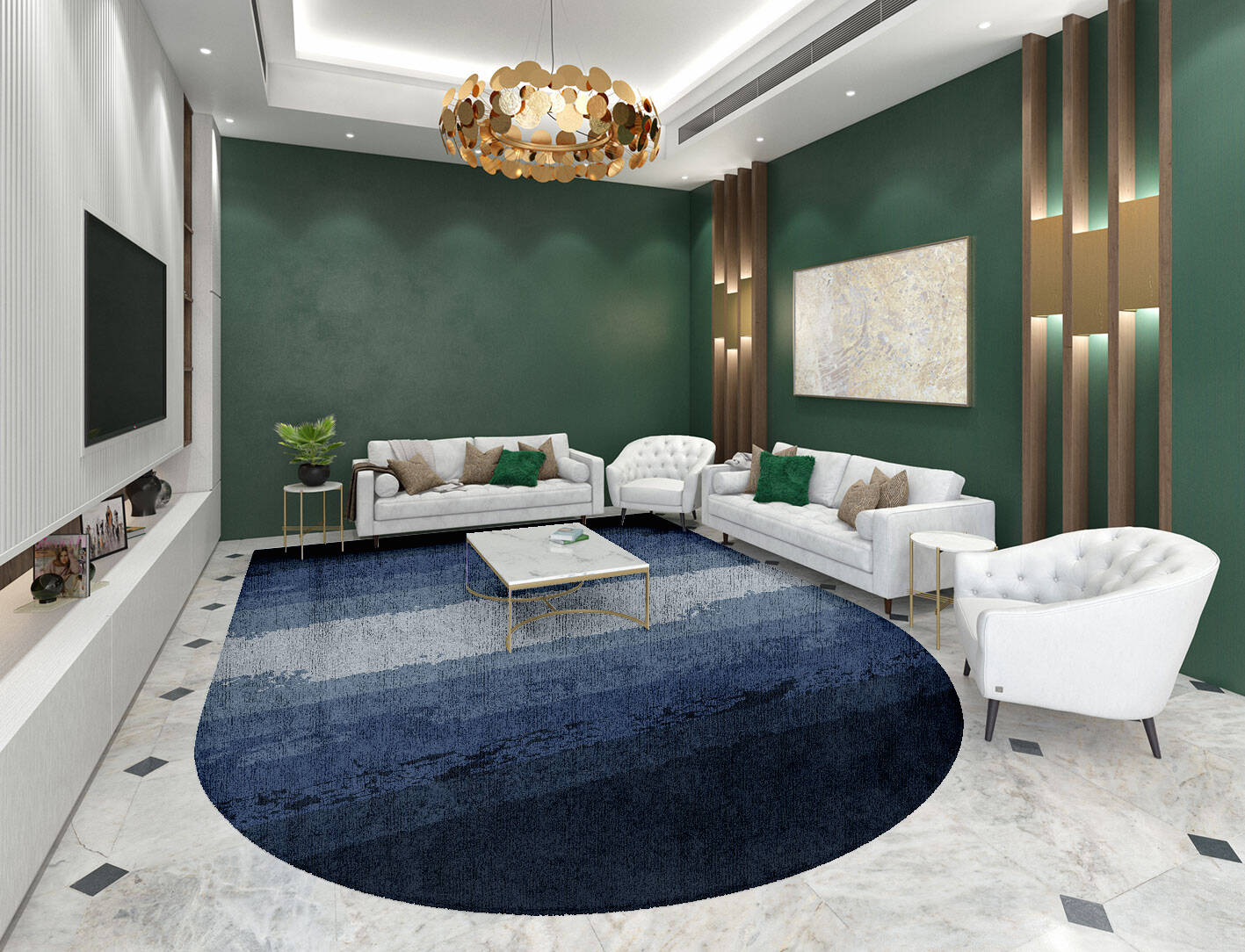 Hunter Gradation Arch Hand Tufted Bamboo Silk Custom Rug by Rug Artisan