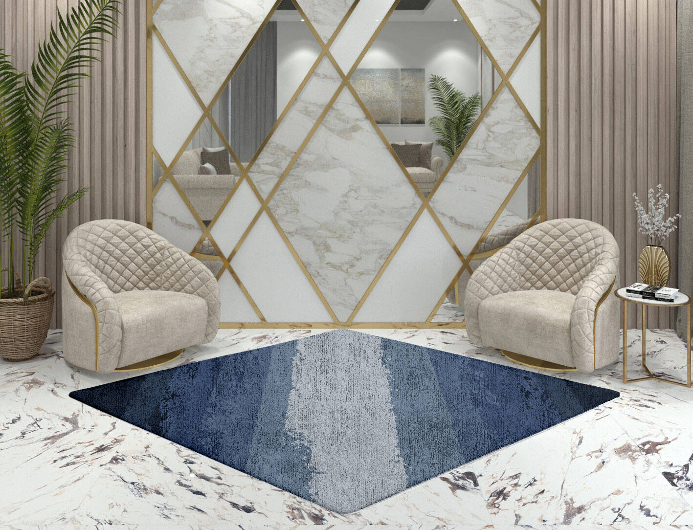 Hunter Gradation Diamond Hand Tufted Bamboo Silk Custom Rug by Rug Artisan