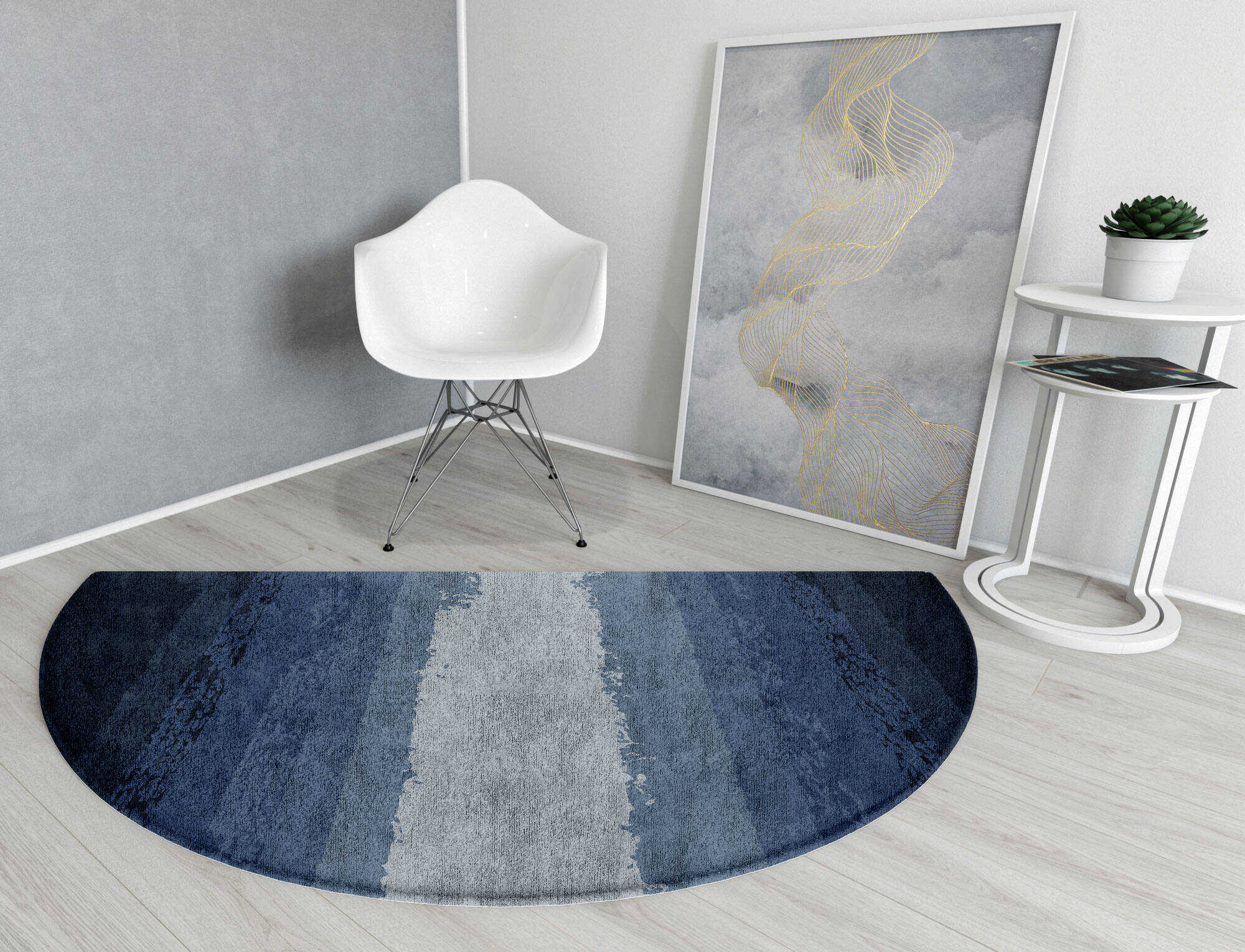 Hunter Gradation Halfmoon Hand Tufted Bamboo Silk Custom Rug by Rug Artisan