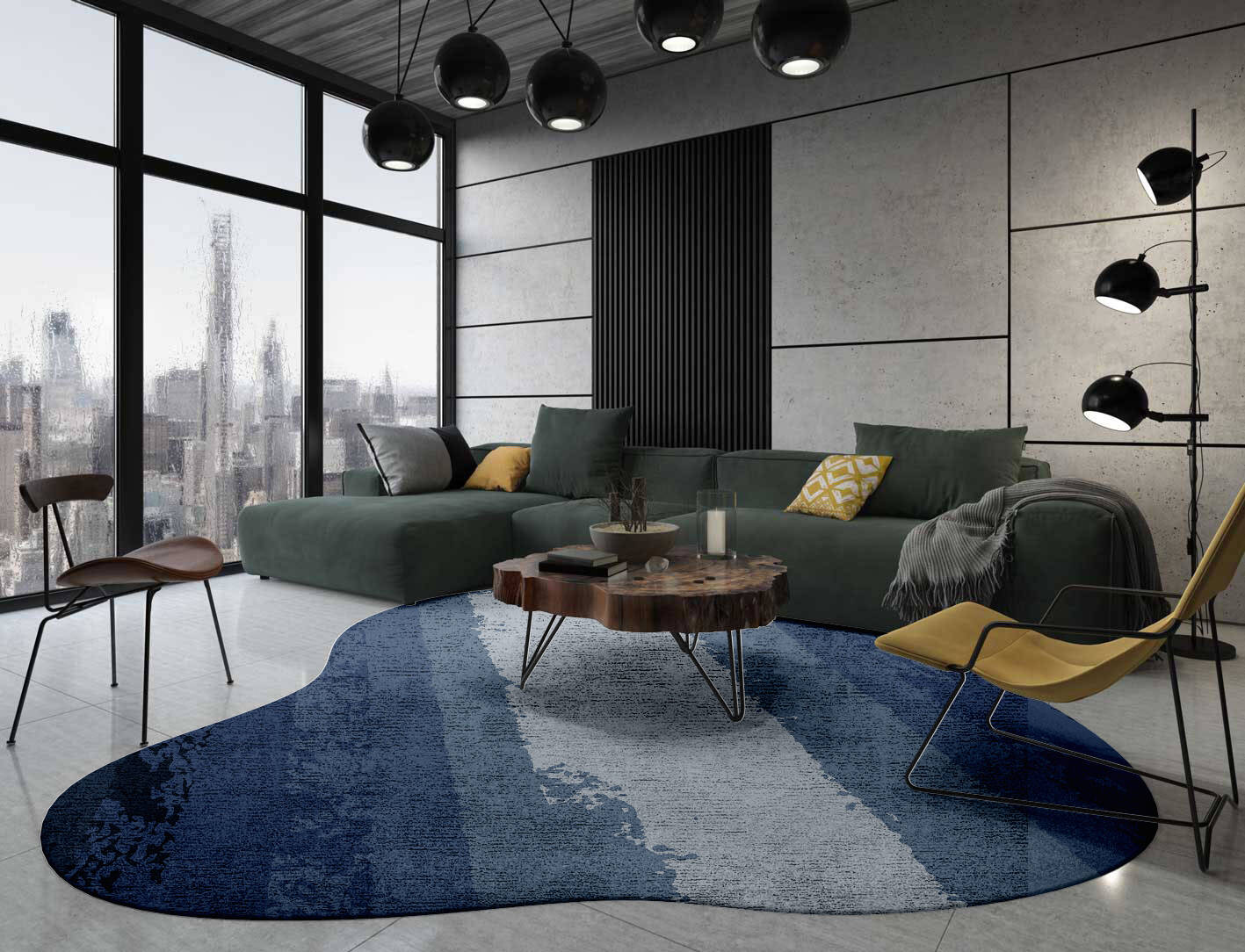 Hunter Gradation Splash Hand Tufted Bamboo Silk Custom Rug by Rug Artisan