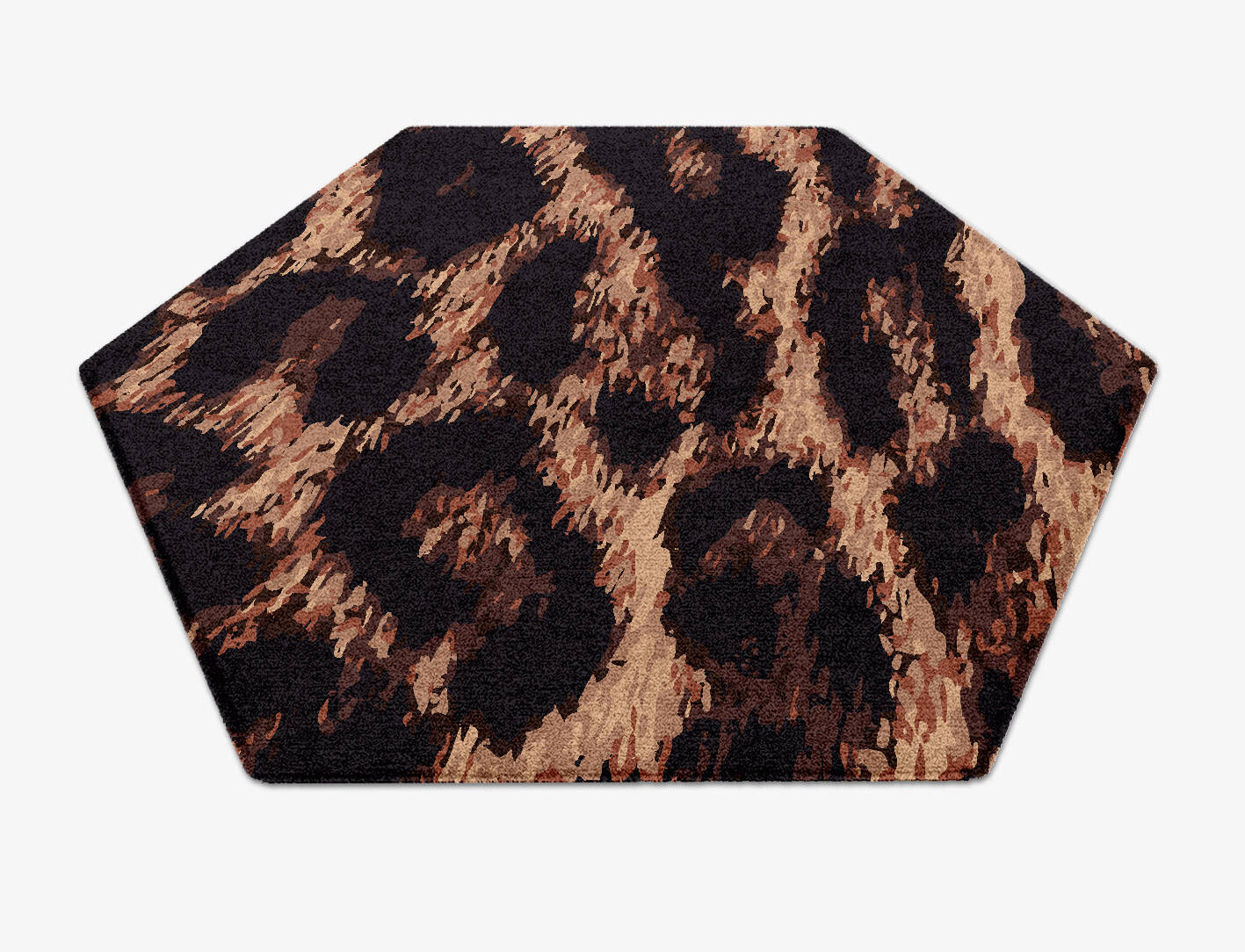 Hunting Leopard Animal Prints Hexagon Hand Knotted Tibetan Wool Custom Rug by Rug Artisan