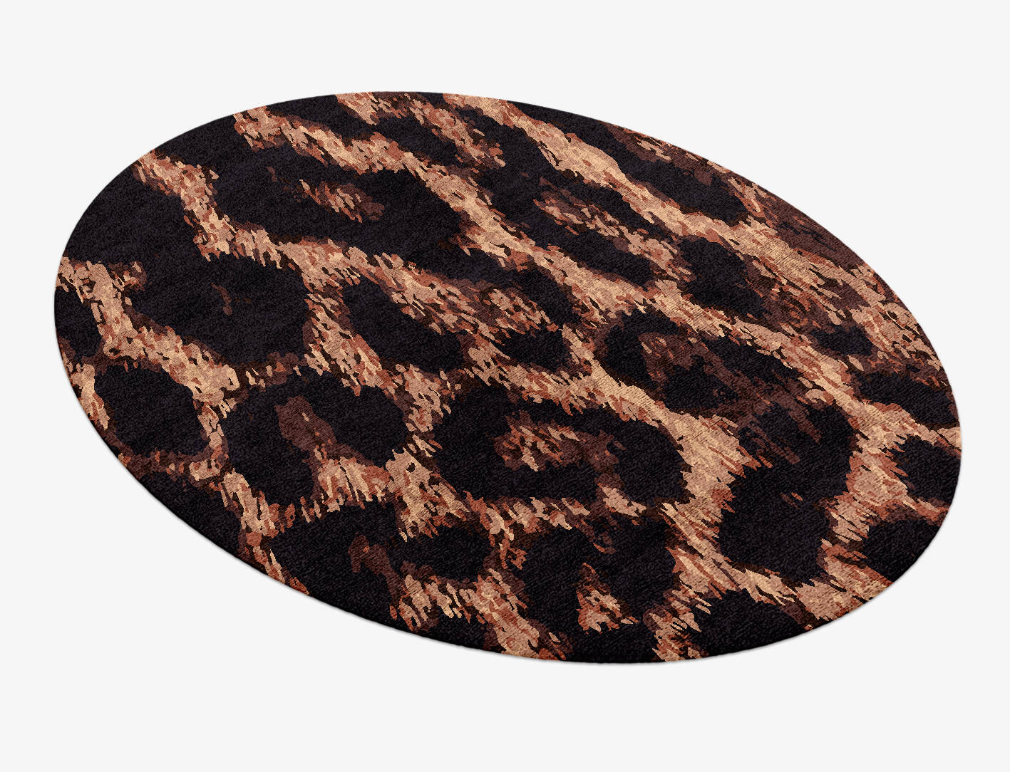 Hunting Leopard Animal Prints Oval Hand Knotted Bamboo Silk Custom Rug by Rug Artisan