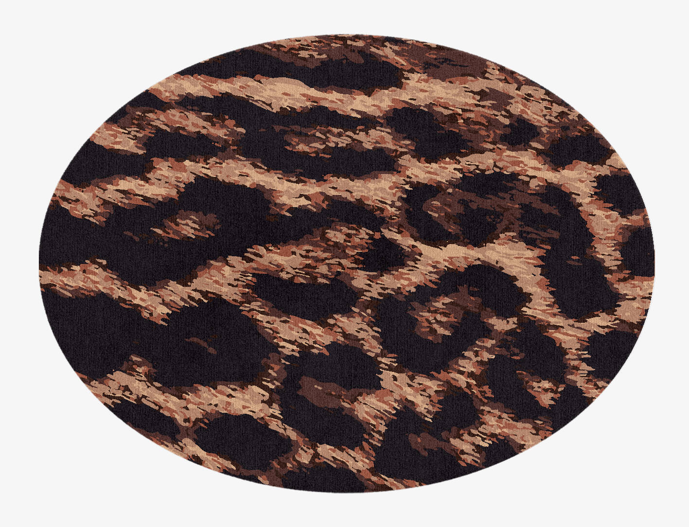 Hunting Leopard Animal Prints Oval Hand Knotted Tibetan Wool Custom Rug by Rug Artisan