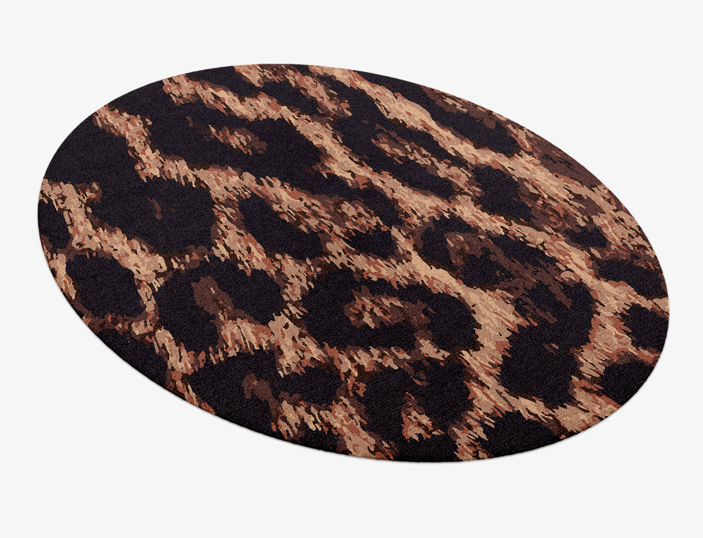 Hunting Leopard Animal Prints Oval Hand Knotted Tibetan Wool Custom Rug by Rug Artisan