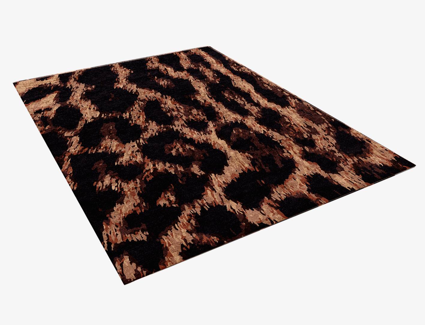 Hunting Leopard Animal Prints Rectangle Hand Knotted Bamboo Silk Custom Rug by Rug Artisan
