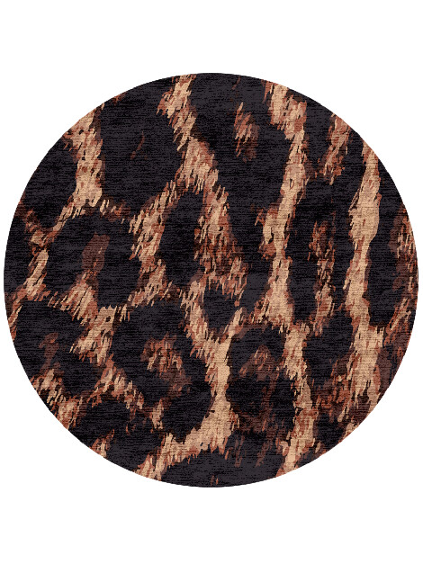 Hunting Leopard Animal Prints Round Hand Knotted Bamboo Silk Custom Rug by Rug Artisan