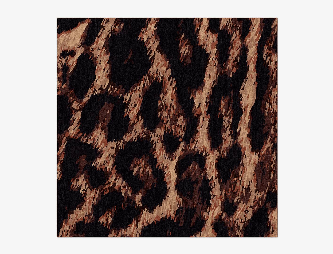 Hunting Leopard Animal Prints Square Hand Knotted Tibetan Wool Custom Rug by Rug Artisan