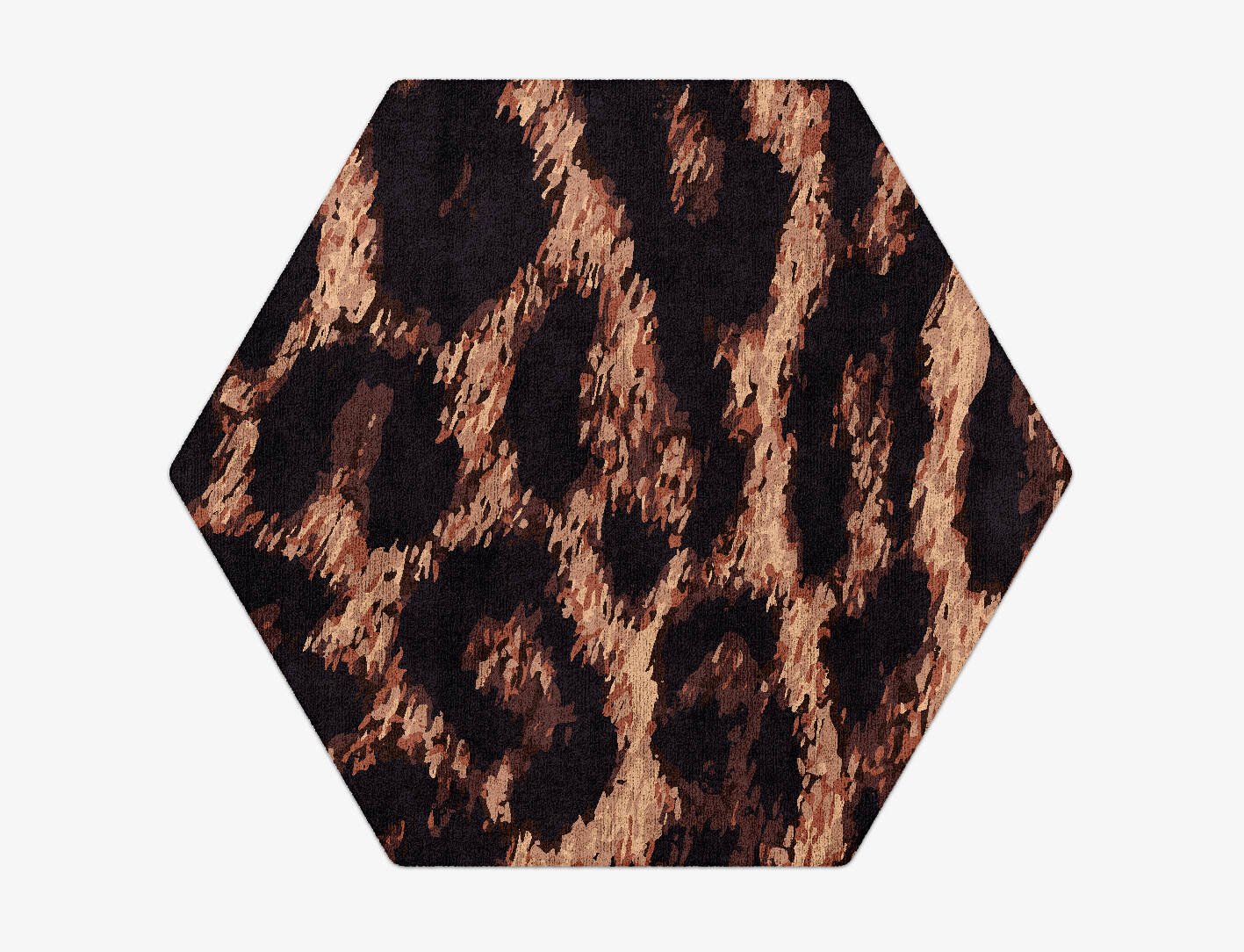 Hunting Leopard Animal Prints Hexagon Hand Tufted Bamboo Silk Custom Rug by Rug Artisan