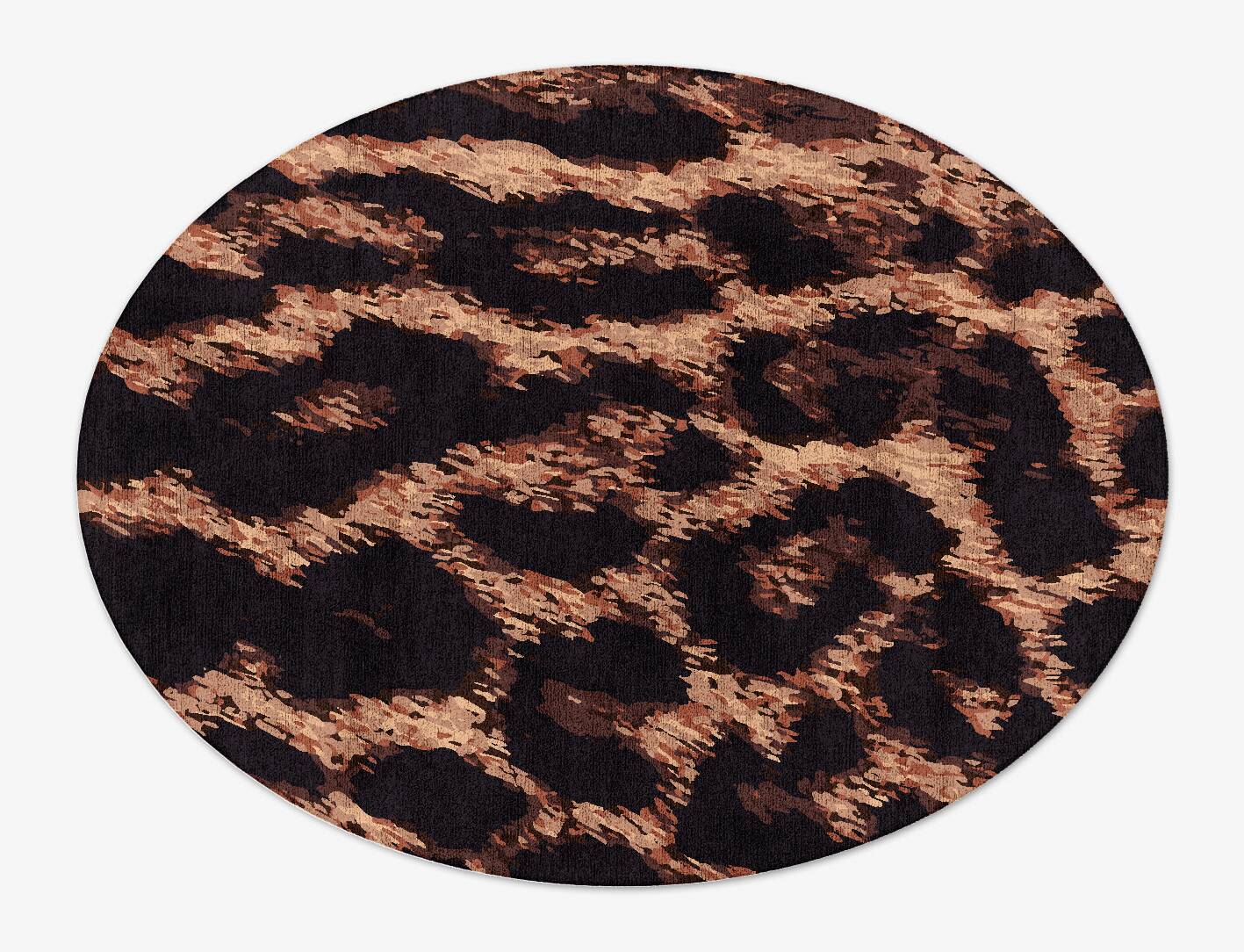 Hunting Leopard Animal Prints Oval Hand Tufted Bamboo Silk Custom Rug by Rug Artisan