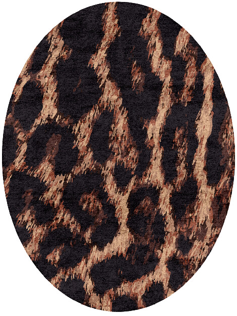 Hunting Leopard Animal Prints Oval Hand Tufted Bamboo Silk Custom Rug by Rug Artisan