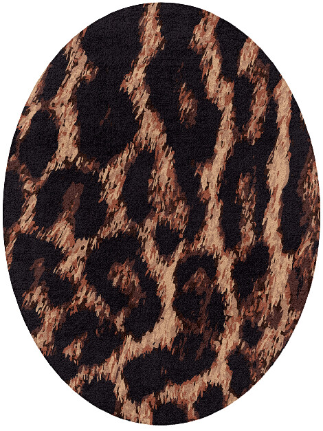 Hunting Leopard Animal Prints Oval Hand Tufted Pure Wool Custom Rug by Rug Artisan