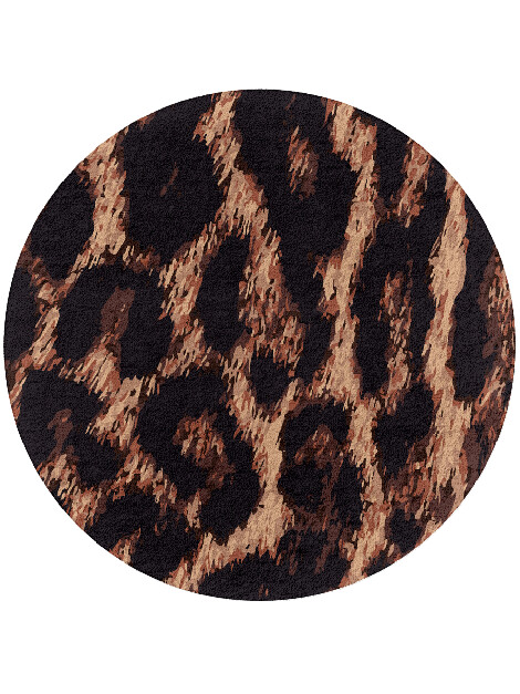 Hunting Leopard Animal Prints Round Hand Tufted Pure Wool Custom Rug by Rug Artisan