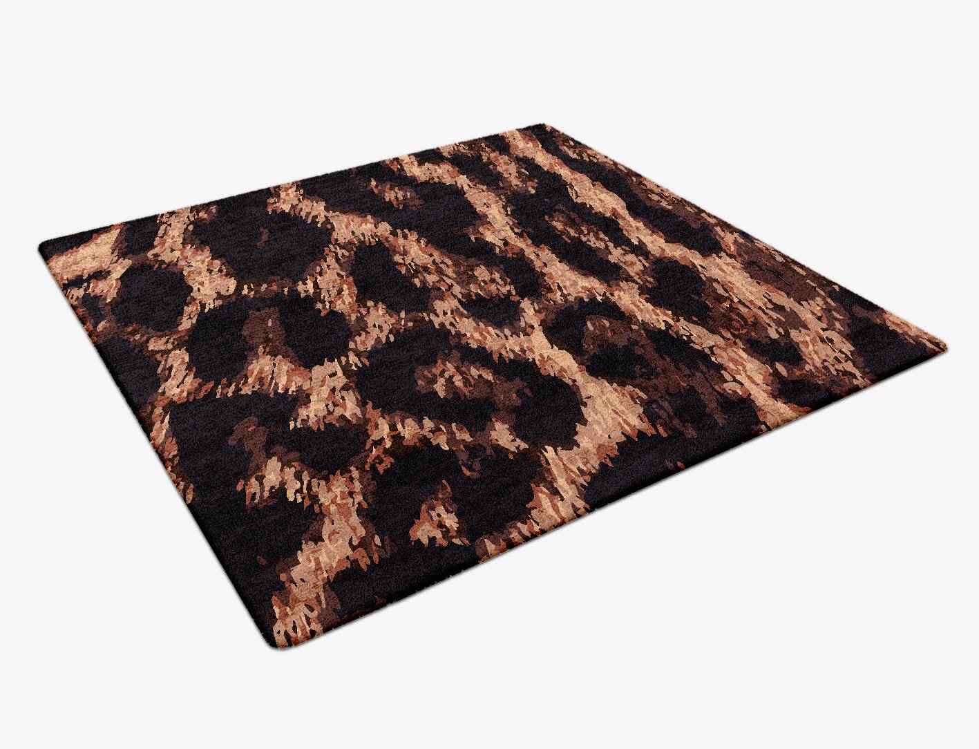 Hunting Leopard Animal Prints Square Hand Tufted Bamboo Silk Custom Rug by Rug Artisan