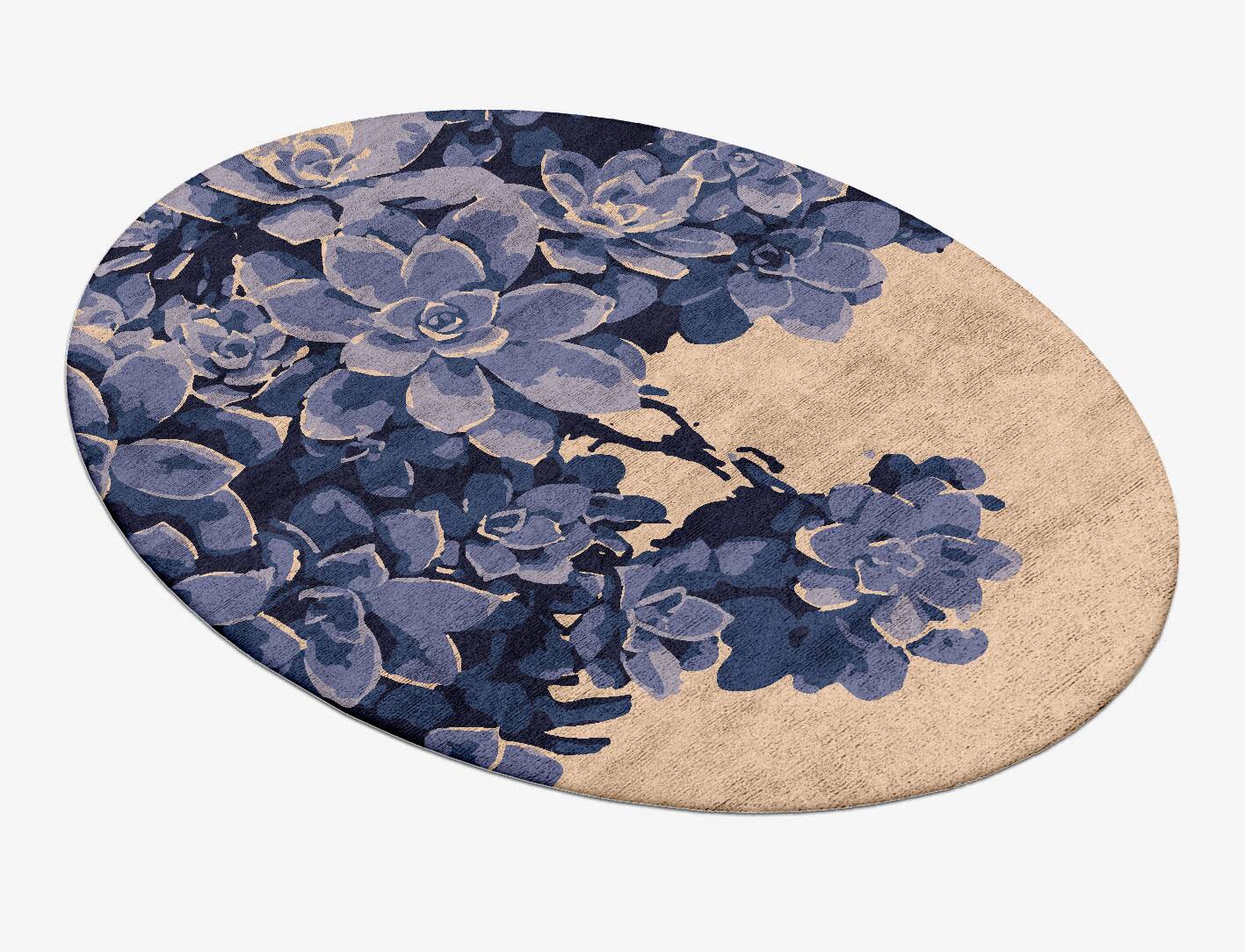 Hydrangea Floral Oval Hand Tufted Bamboo Silk Custom Rug by Rug Artisan