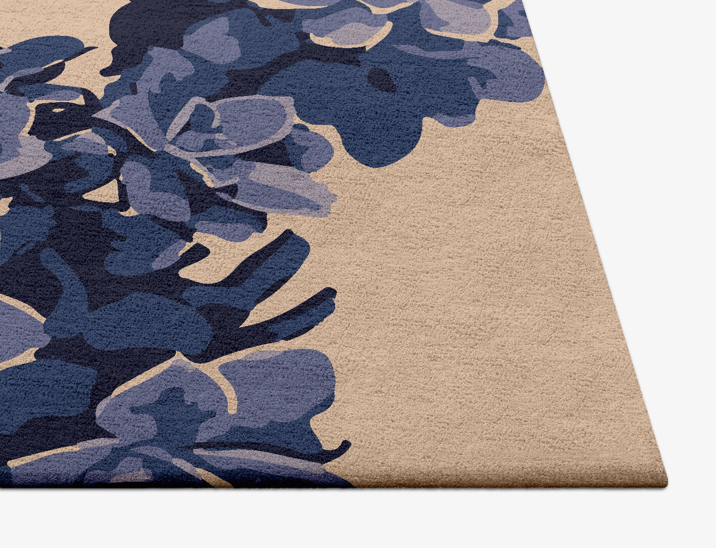 Hydrangea Floral Square Hand Tufted Pure Wool Custom Rug by Rug Artisan