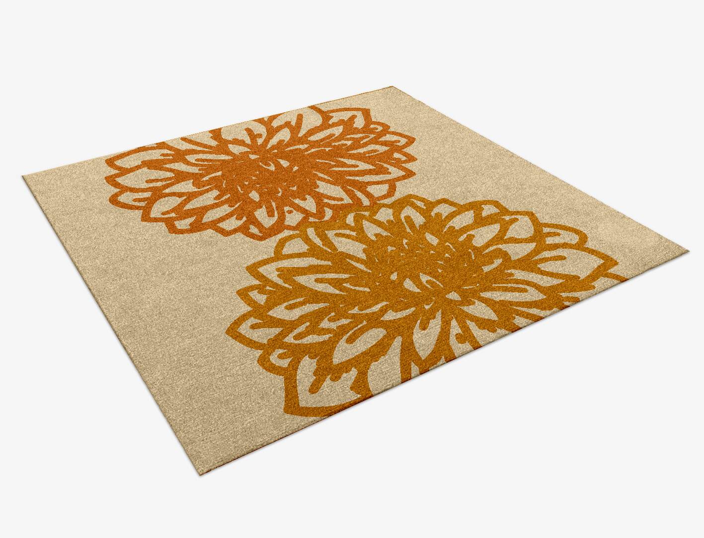 Hygge Floral Square Hand Knotted Tibetan Wool Custom Rug by Rug Artisan