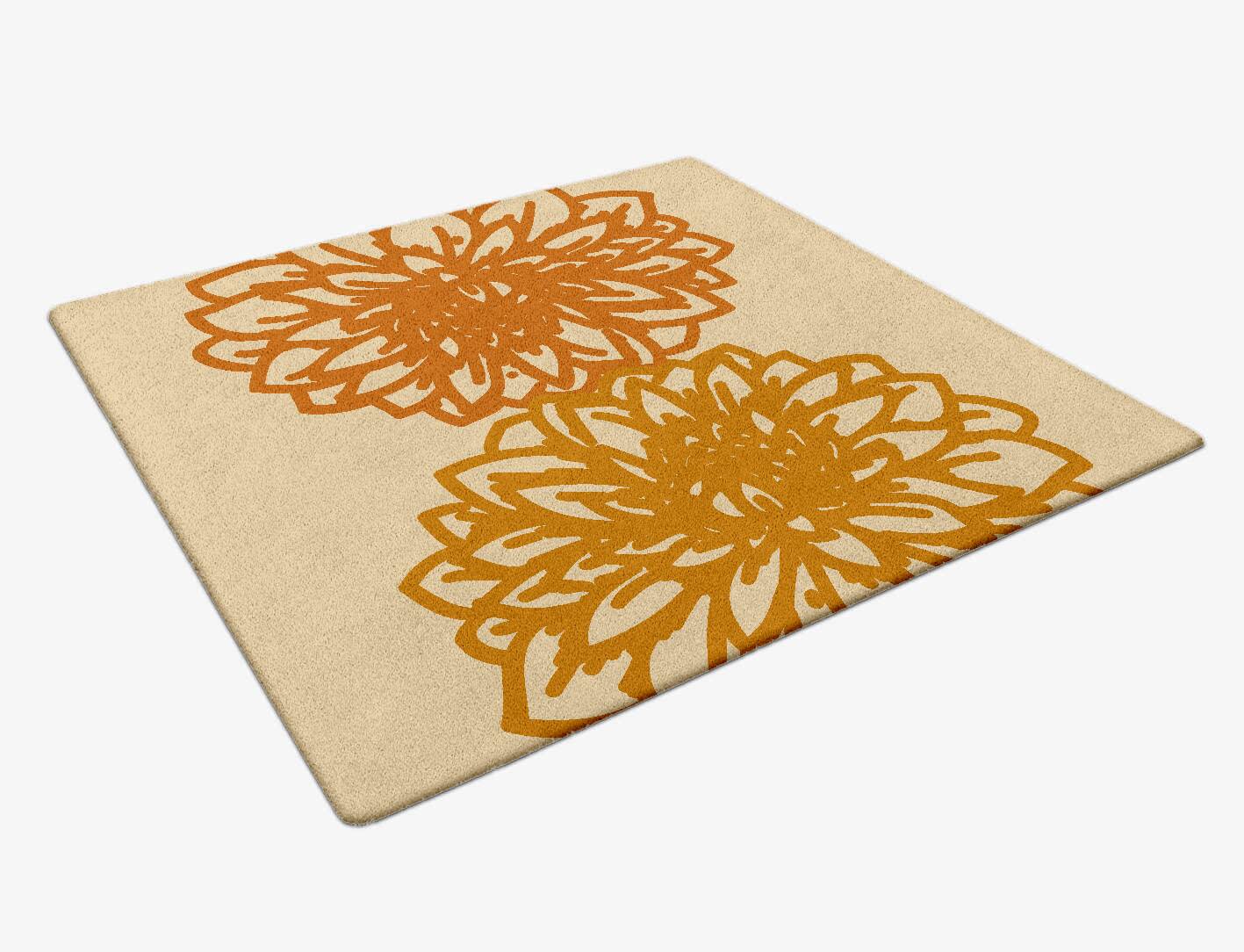 Hygge Floral Square Hand Tufted Pure Wool Custom Rug by Rug Artisan