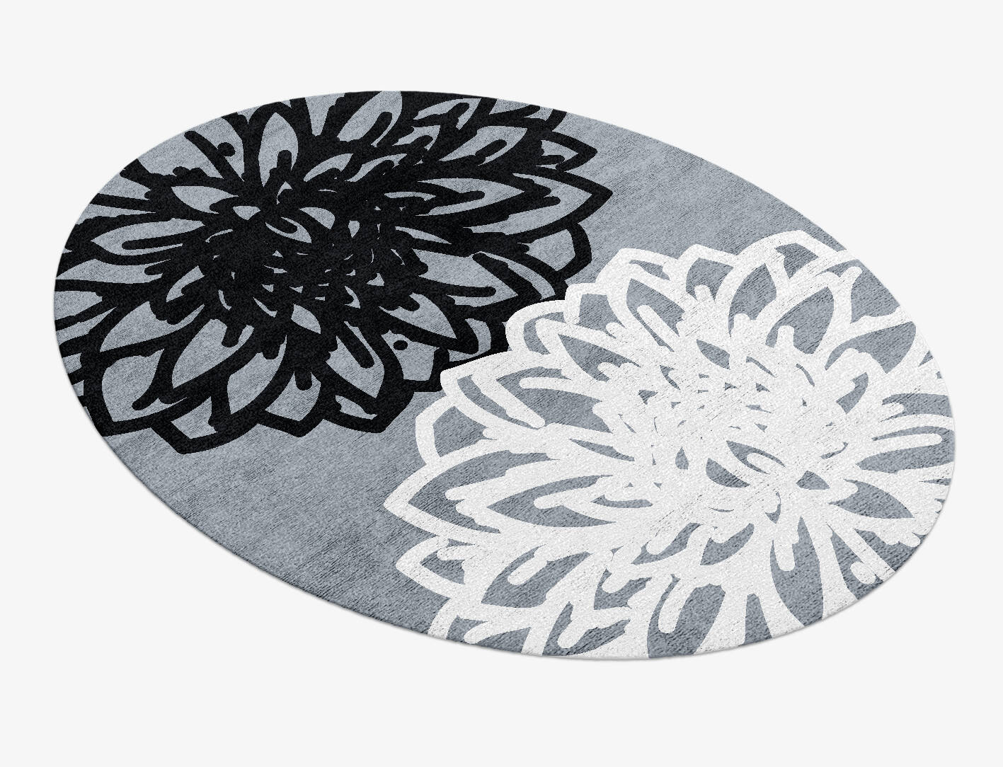 Hygge Grey Monochrome Oval Hand Knotted Bamboo Silk Custom Rug by Rug Artisan