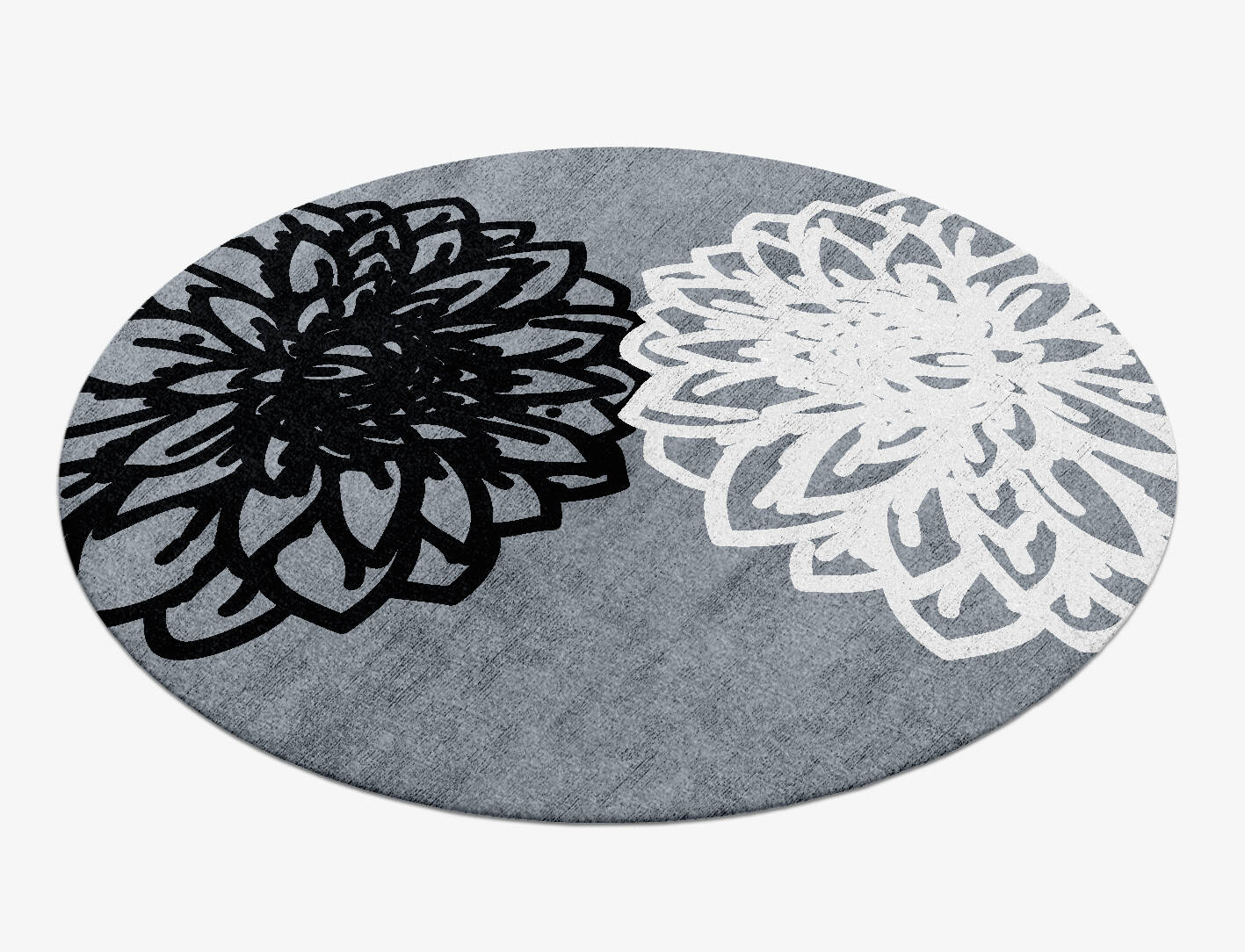 Hygge Grey Monochrome Round Hand Knotted Bamboo Silk Custom Rug by Rug Artisan