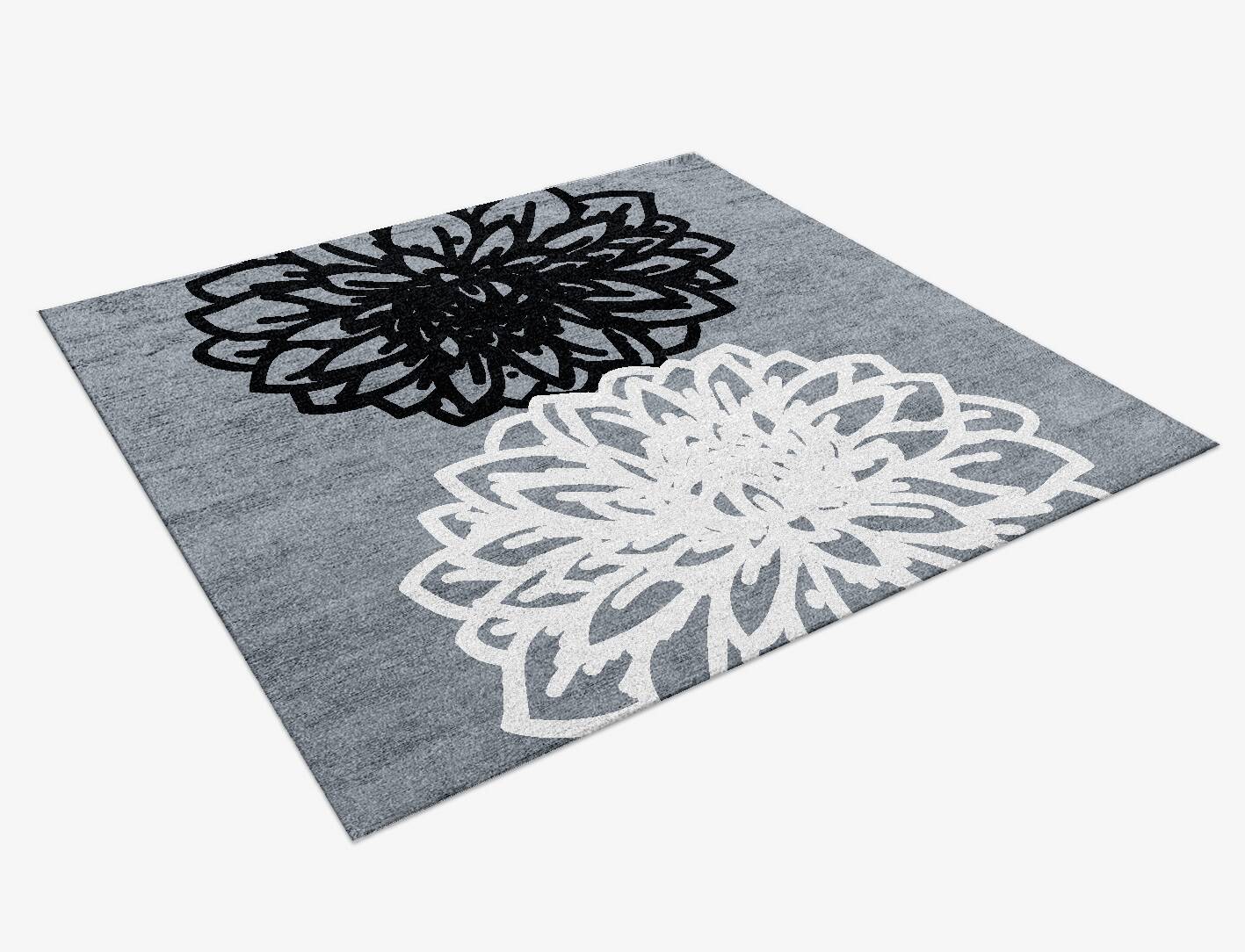 Hygge Grey Monochrome Square Hand Knotted Bamboo Silk Custom Rug by Rug Artisan