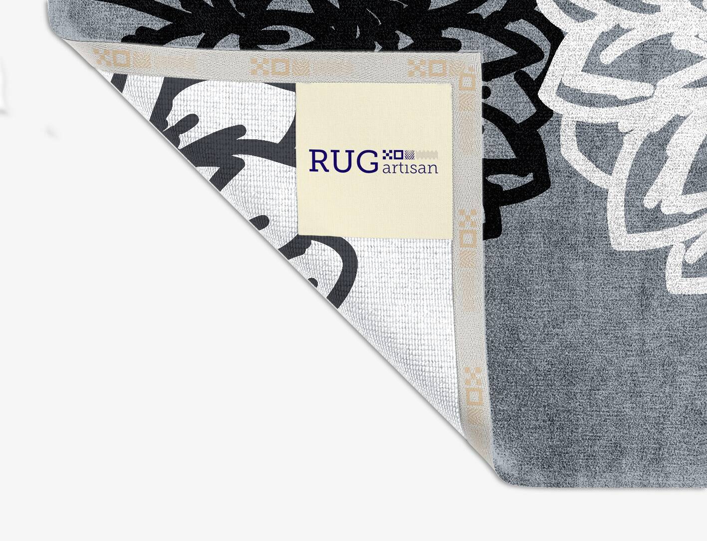 Hygge Grey Monochrome Square Hand Knotted Bamboo Silk Custom Rug by Rug Artisan