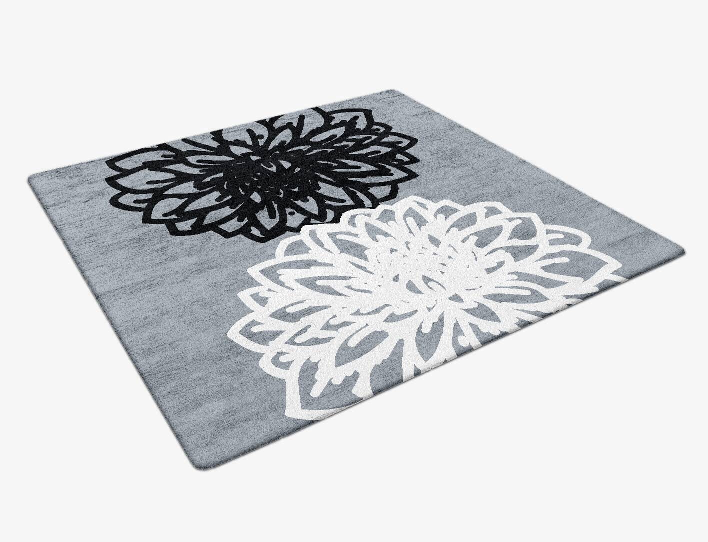 Hygge Grey Monochrome Square Hand Tufted Bamboo Silk Custom Rug by Rug Artisan